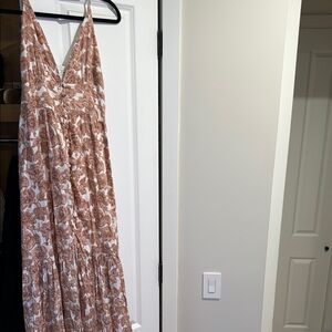 Abercrombie & Fitch High Low Dress in Brown and White